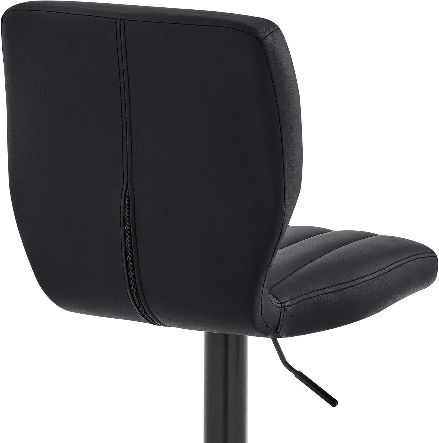 21 Inch Metal and Leatherette Swivel Bar Stool, Black - Saltoro Sherpi