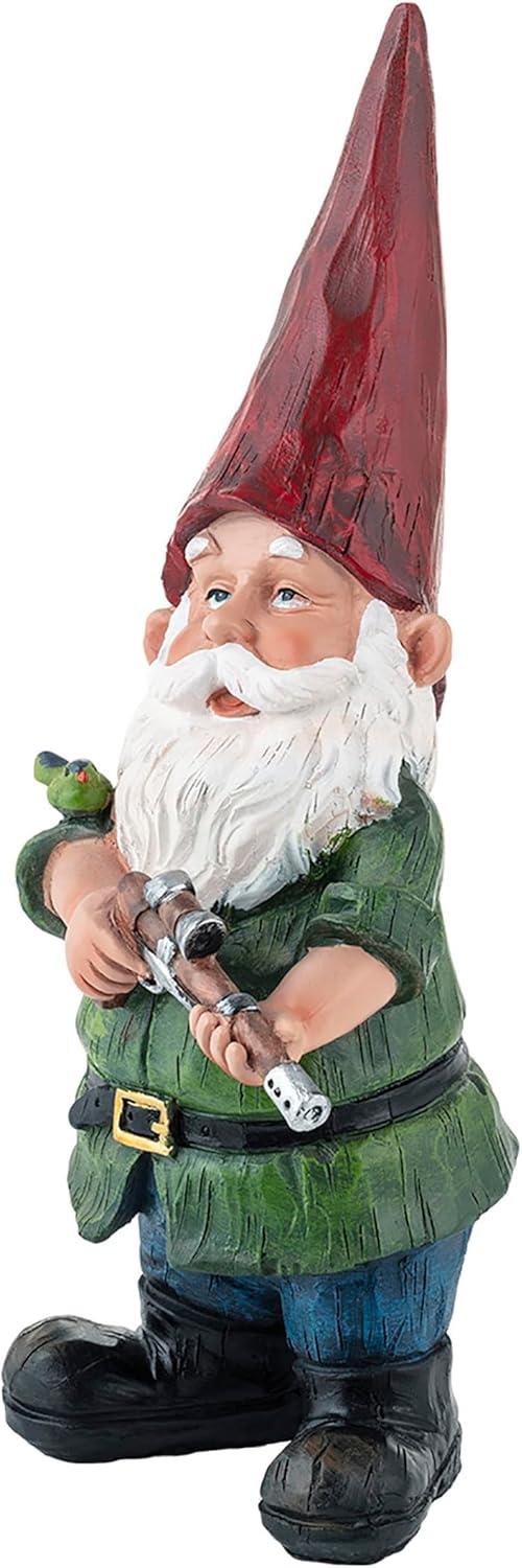 11" Polyresin Hunting Shirt Garden Gnome Statue Green - Alpine Corporation: Weatherproof Outdoor Decor