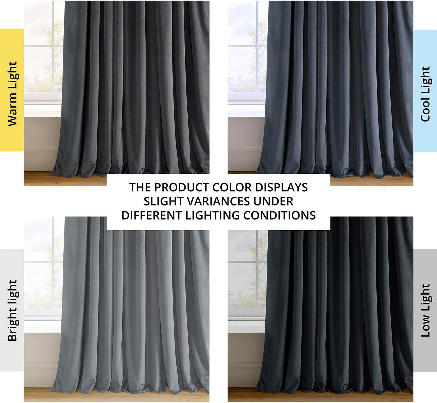 Half Price Drapes Signature Blue Grey Velvet Blackout Curtains For Bedroom(1 Panel), 50WX 96L
