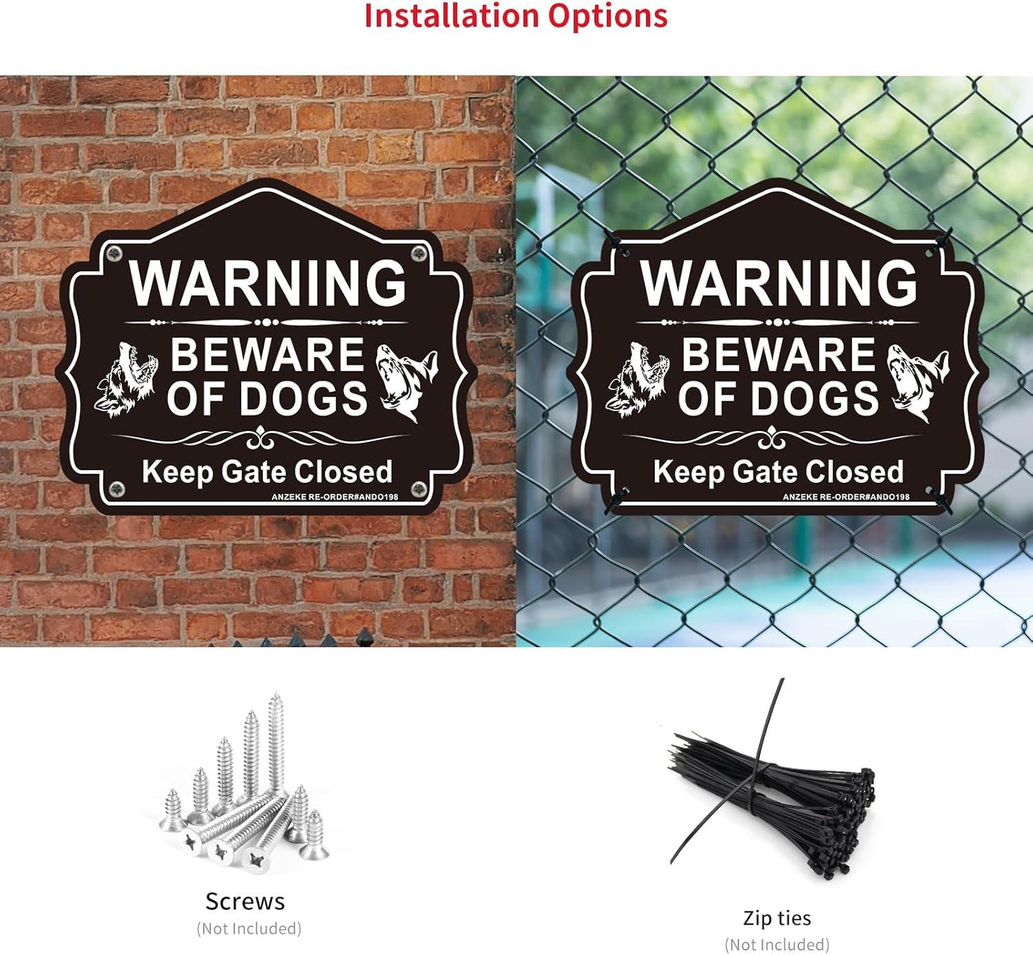 2Pack Beware of Dog Sign, You Have Been Warned No Responsible for Injury or Death - Indoor/Outdoor Fence Use - Metal Aluminum Rust Free | 7" x 9.8" Pre-Drilled Holes, Fade Resistant, Weatherproof