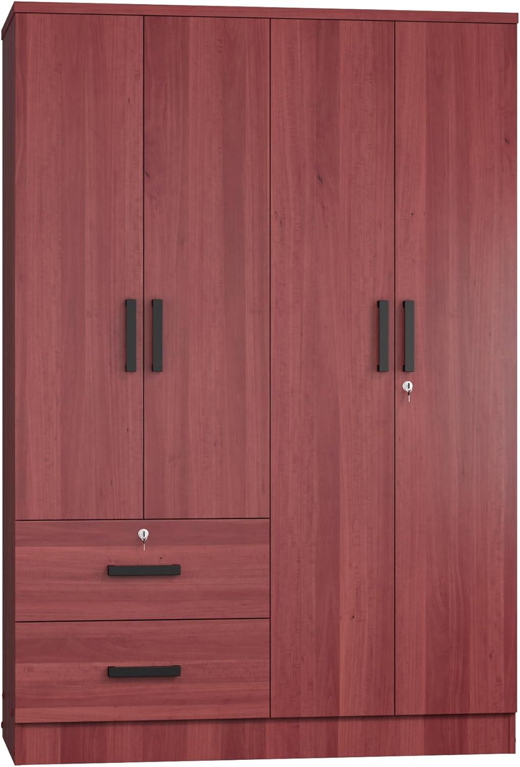 Better Home Products Luna Modern Wood 4 Doors 2 Drawers Armoire in White