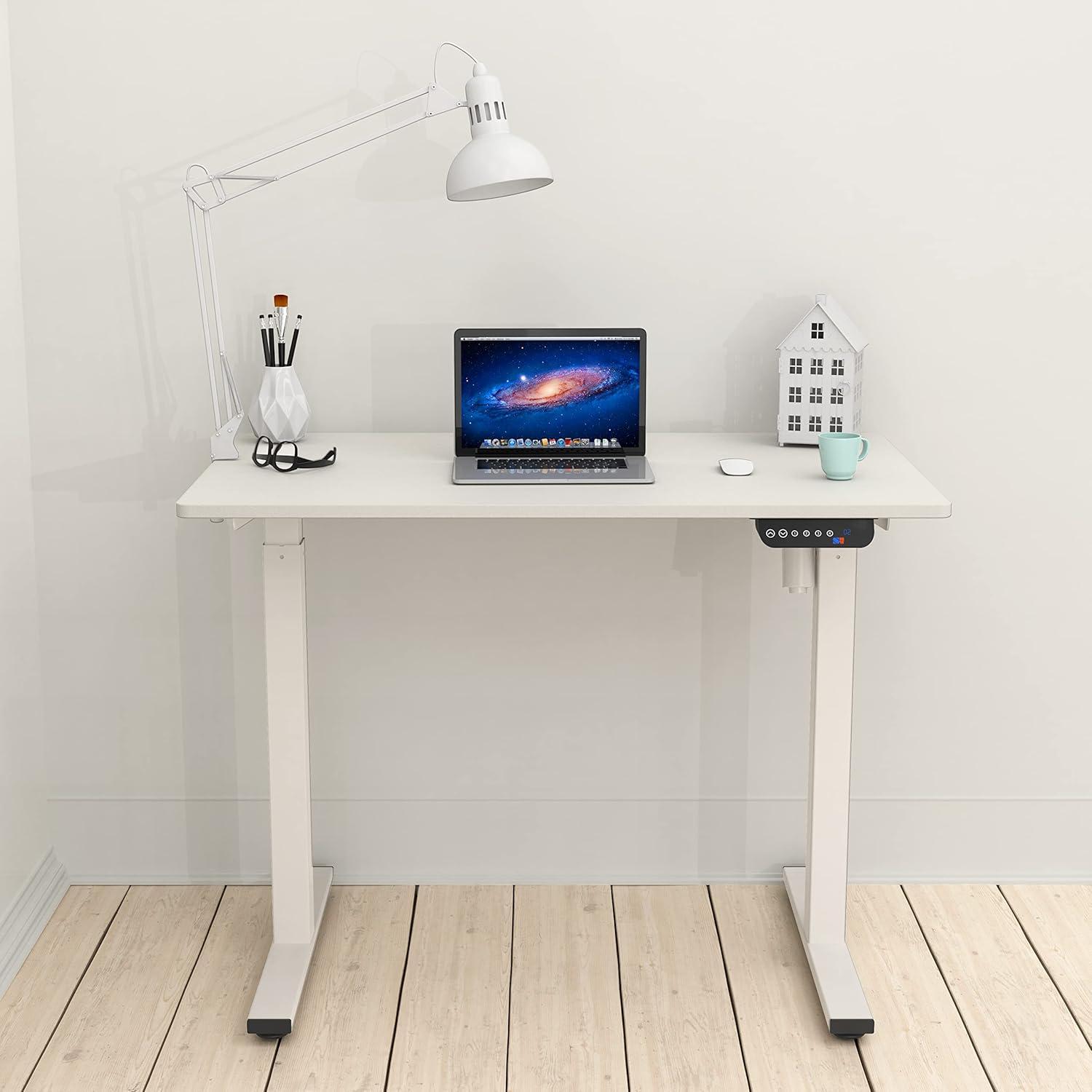 SHW 40-Inch Electric Height Adjustable Desk with Memory Preset, White