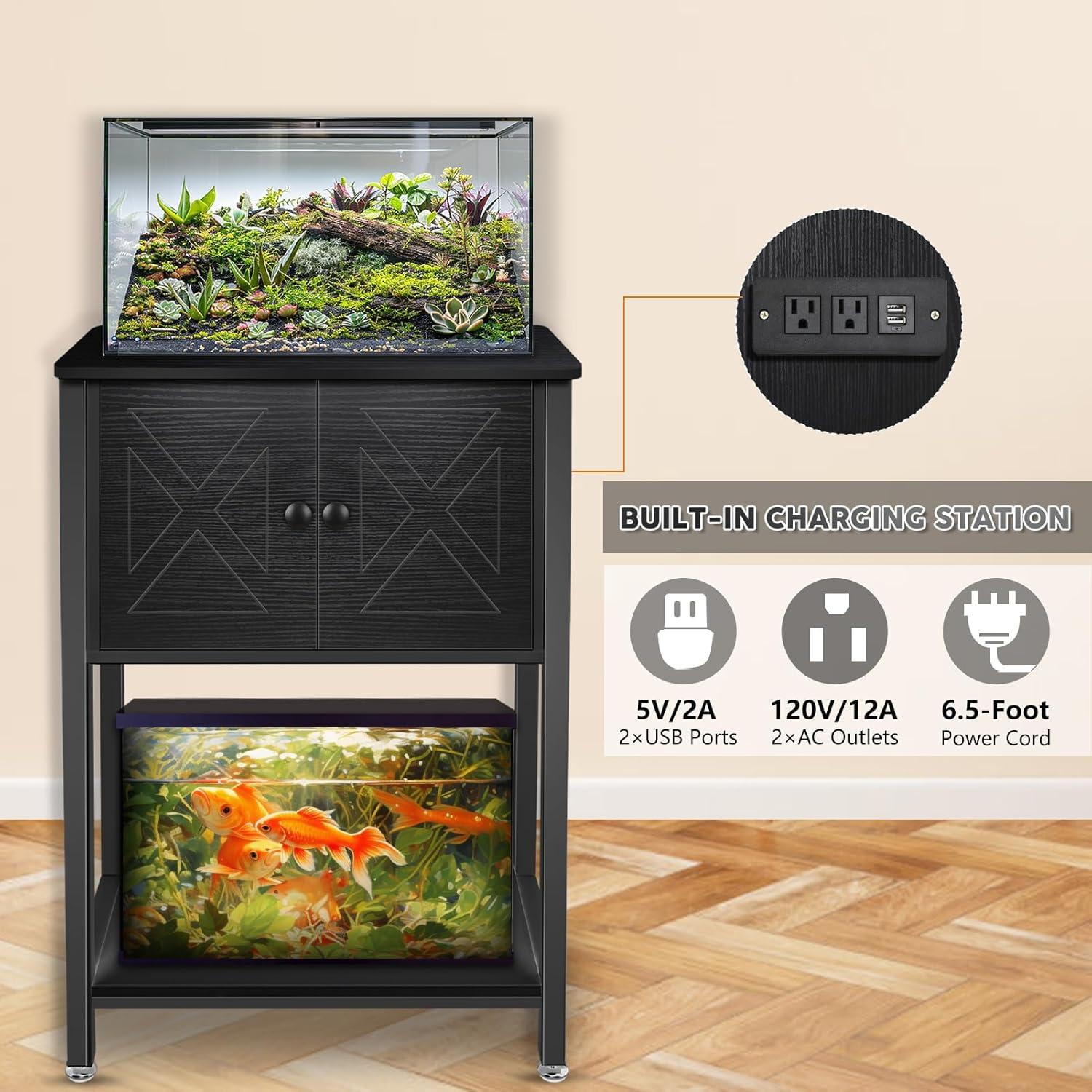 Tucker Murphy Pet™ Fish Tank Stand - 55-75 Gallon Wooden Aquarium Stand With Storage Cabinet For Fish Tank Accessories - 770 LBS Capacity, 51"X19.6"X35"H