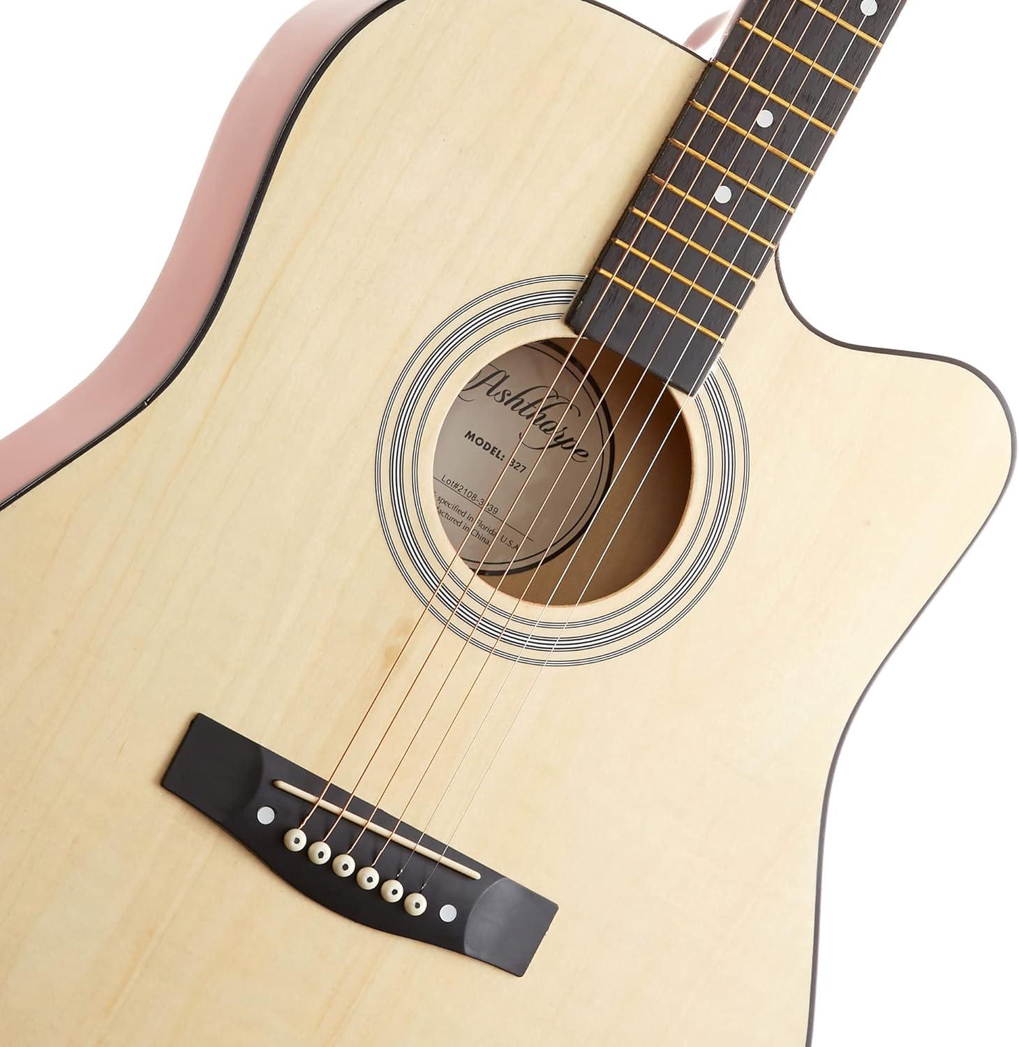 Ashthorpe 41-Inch Beginner Acoustic Guitar - Natural, Basic Starter Kit with Gig Bag and Accessories