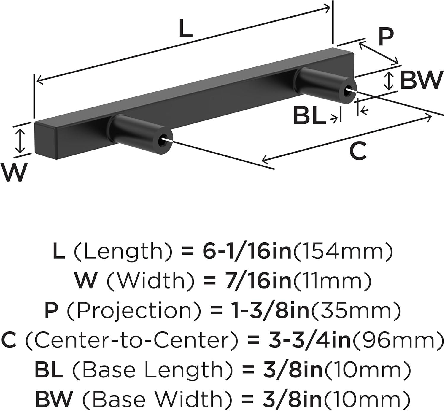 Matte Black 3-3/4" Square Bar Cabinet Pulls, 10 Pack