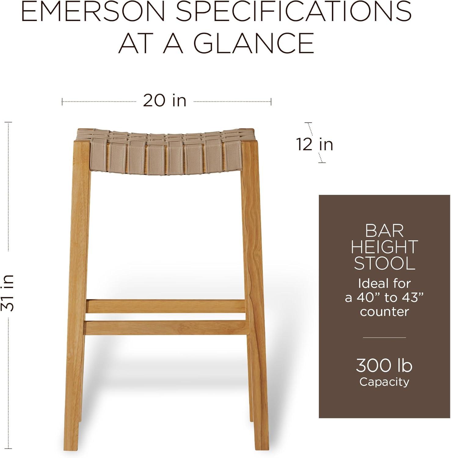 Maven Lane Emerson Kitchen Stool with Vegan Leather Upholstery