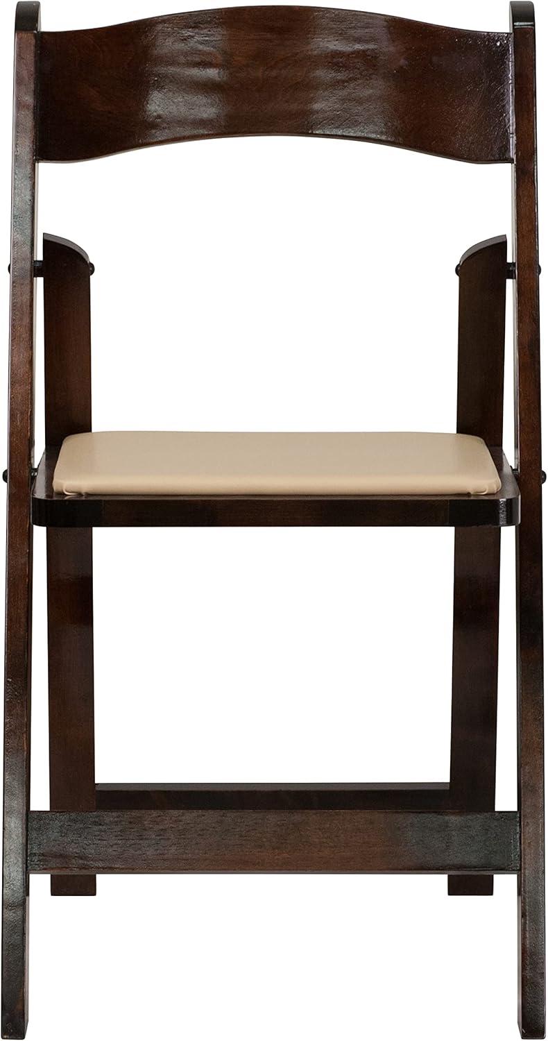 Flash Furniture HERCULES Series Fruitwood Wood Folding Chair with Vinyl Padded Seat