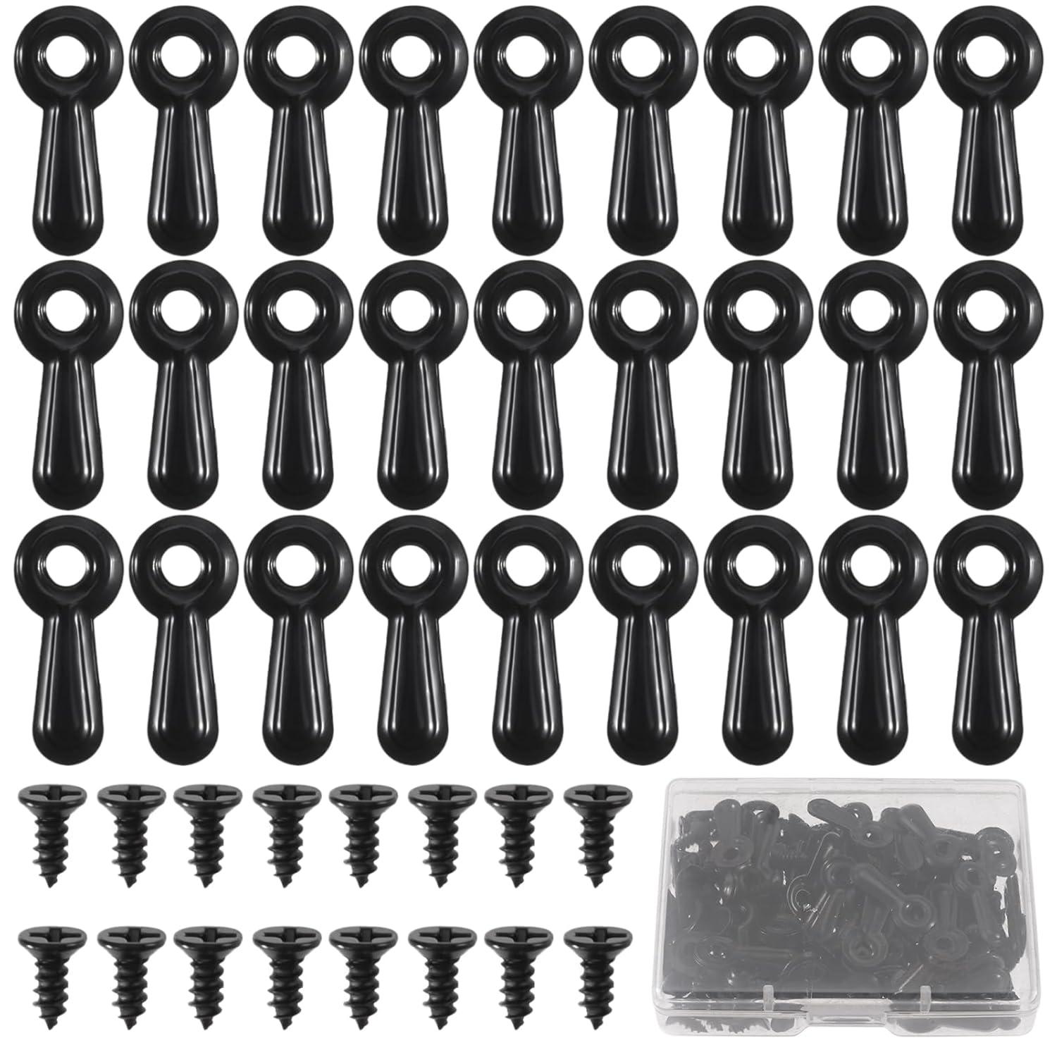 Uxcell 100 Uds. Sujetadores con Botones Giratorios para Marco de Fotos, 100 Uds., Tornillos, Clips de Respaldo para Marco de Fotos para Colgar, Negro