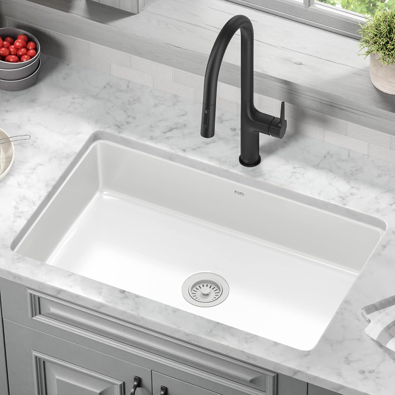 KRAUS Pintura™ 32" L Undermount Porcelain Enameled Steel Single Bowl Kitchen Sink