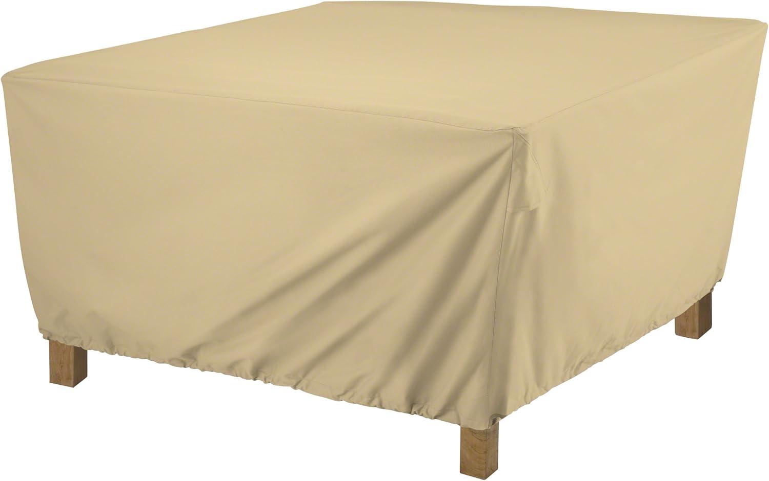 Beige Water-Resistant Square Outdoor Ottoman/Coffee Table Cover