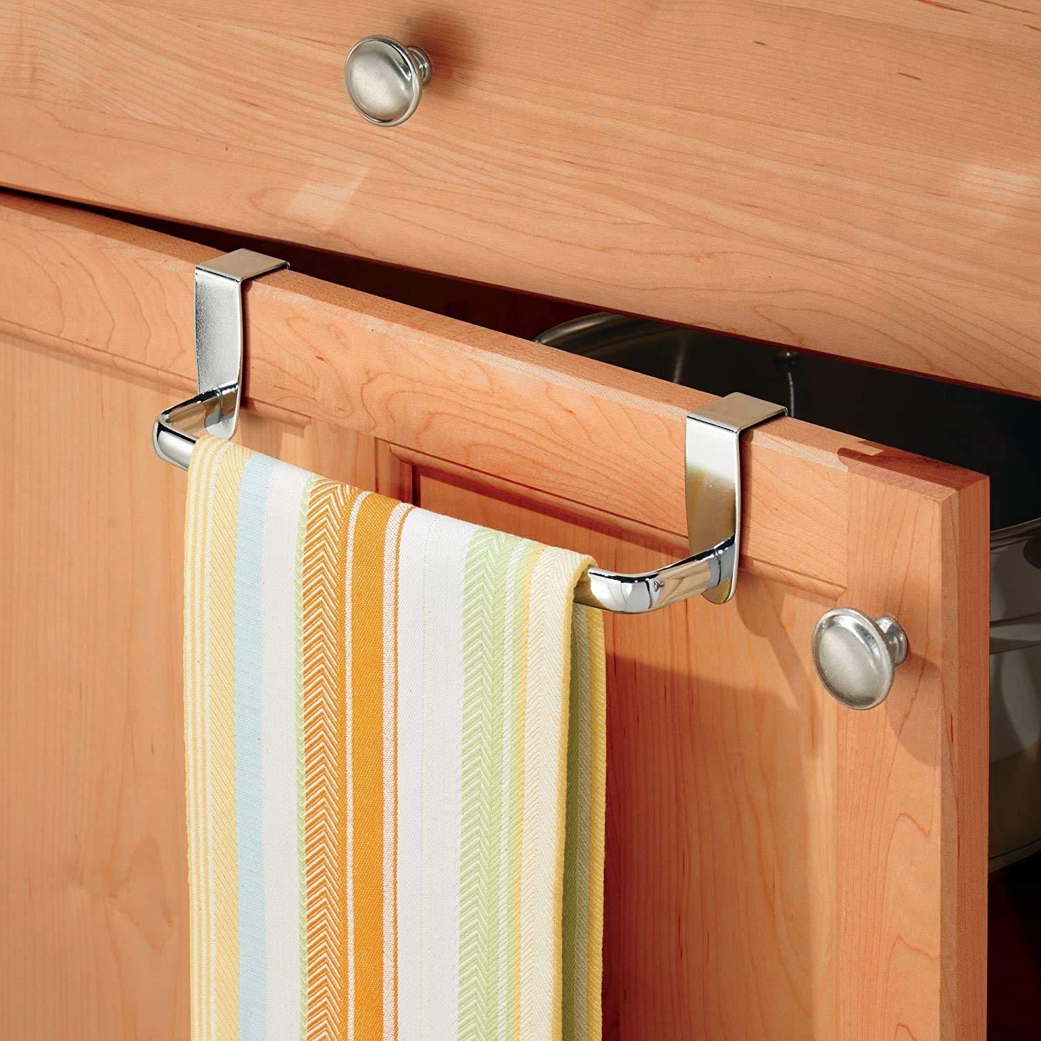 iDesign Axis Over-the-Cabinet Kitchen Dish Towel Bar Holder - 9", Chrome
