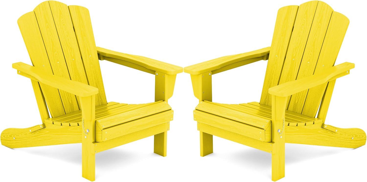 Yellow HDPE Folding Adirondack Chair Set of 2