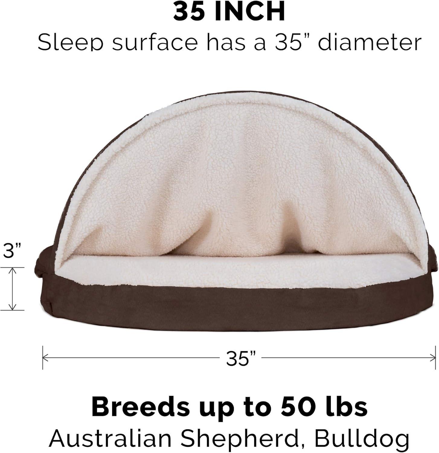 FurHaven Faux Sheepskin Round Hooded Orthopedic Dog Bed