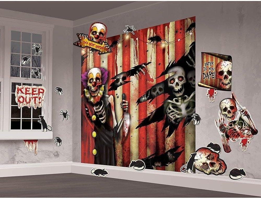 32" x 65" Creepy Carnival Scene Setter Wall Decoration, 32-Piece