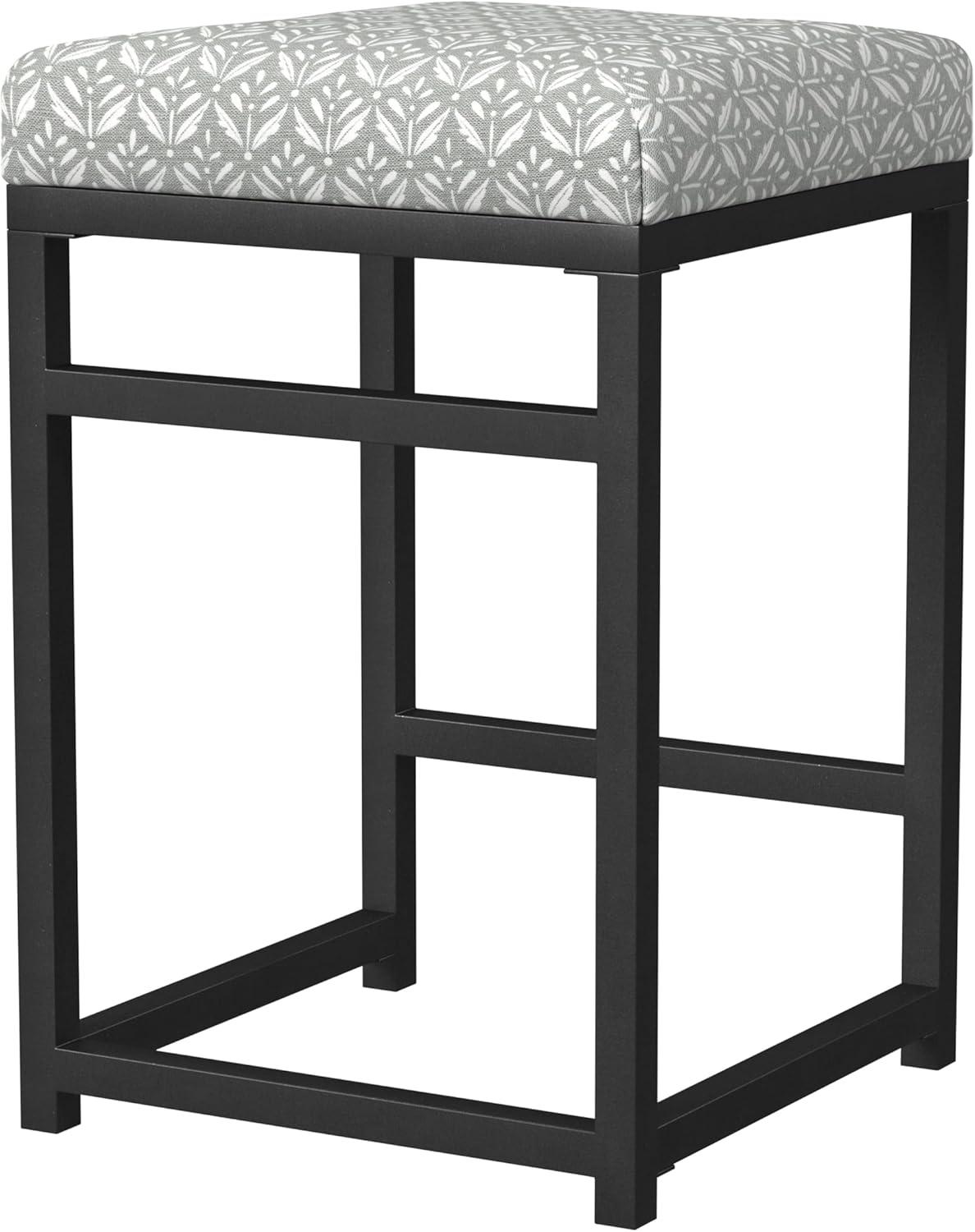 24" Open Back Metal Counter Height Barstool Gray - HomePop: Kitchen Island Seating, Industrial Design