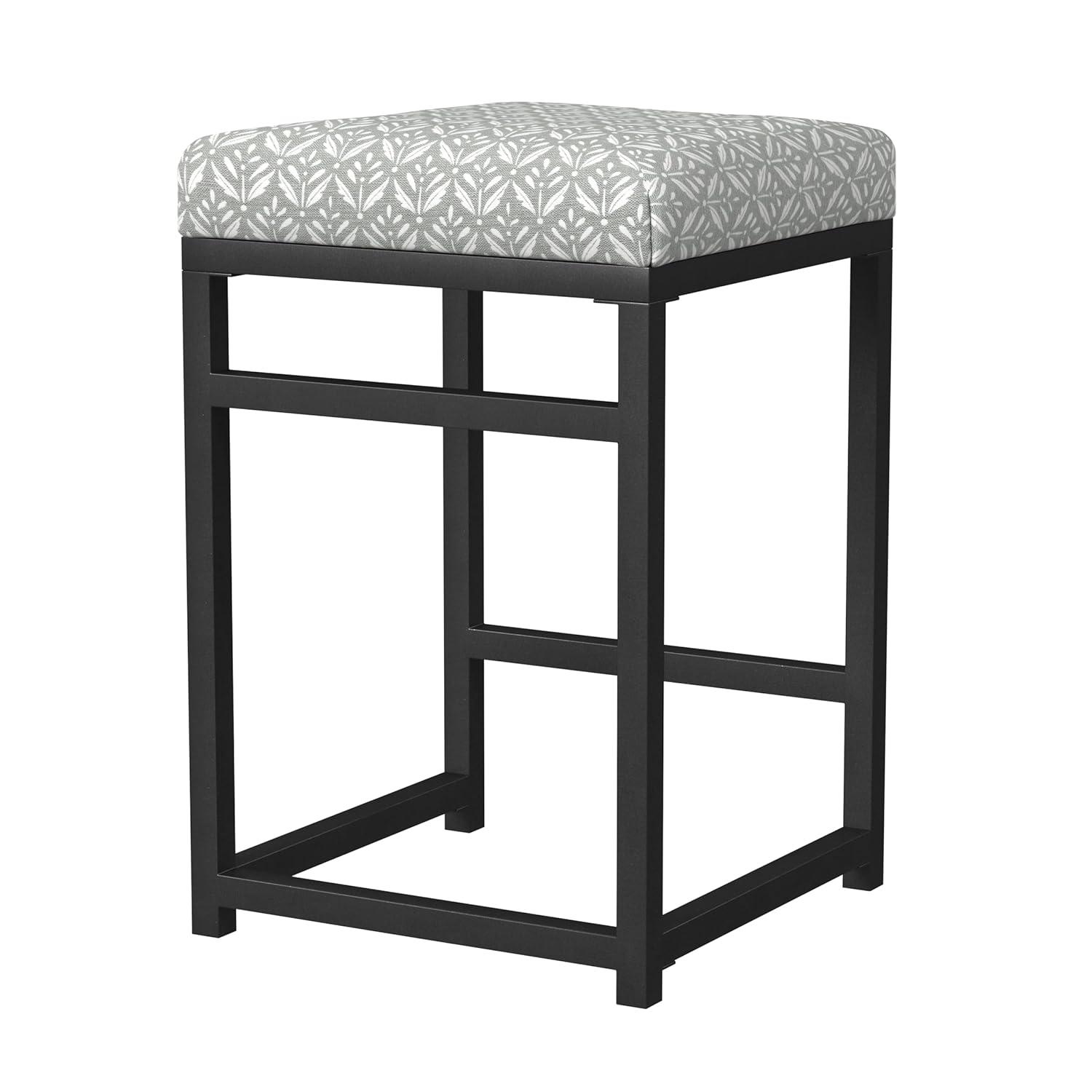 24" Open Back Metal Counter Height Barstool Gray - HomePop: Kitchen Island Seating, Industrial Design