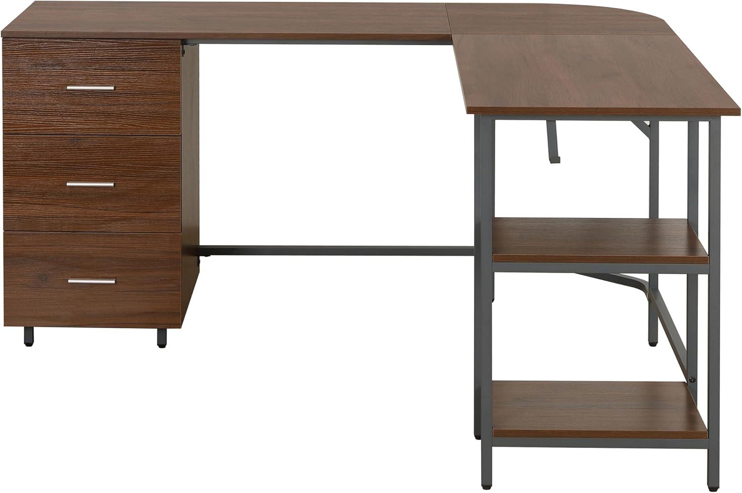 L Shape Home Office Two-Tone Desk with Storage - Techni Mobili