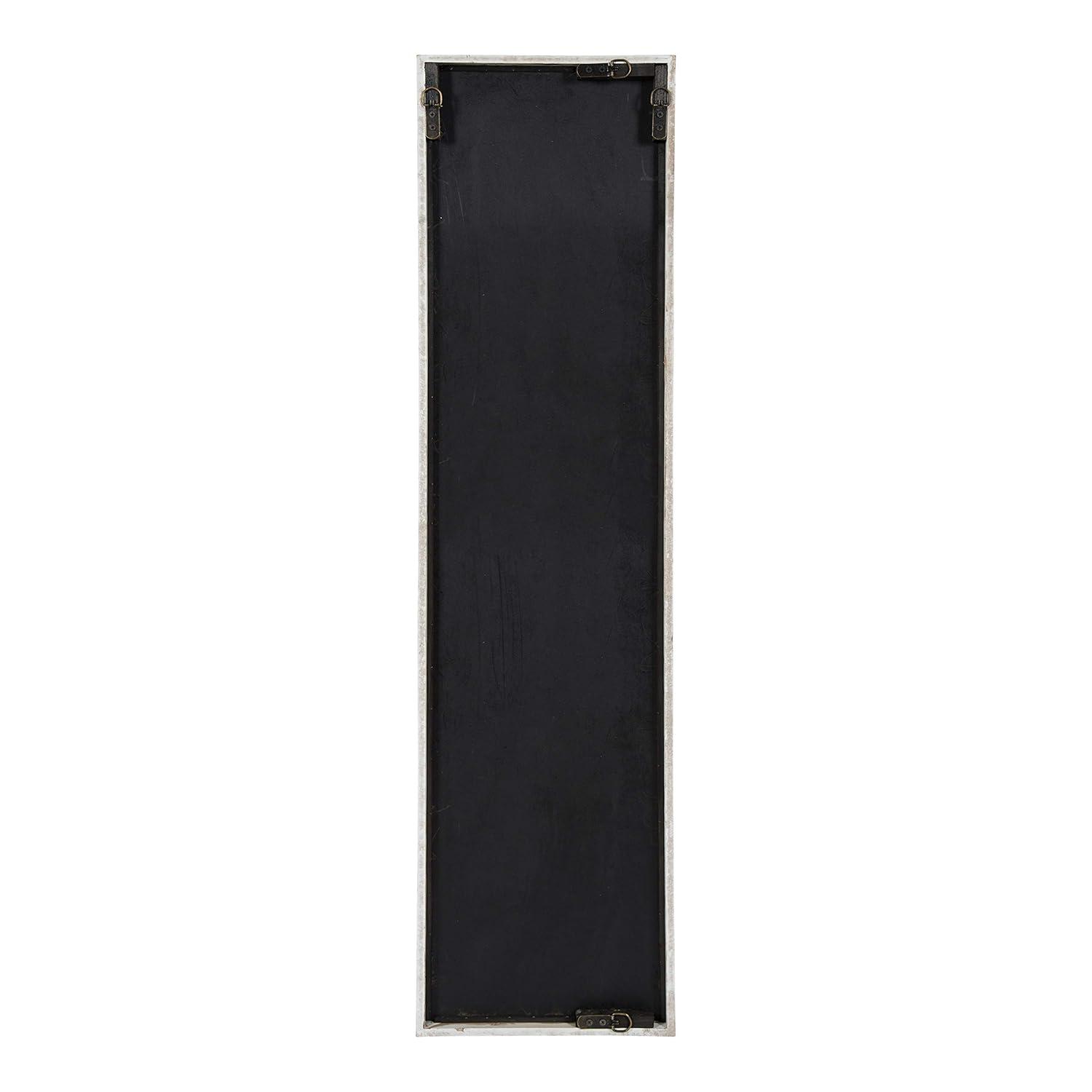 Kate and Laurel Espejo de Pared con Panel de Madera Decorativo, 12" x 48", Negro, Detalles Rústicos en Panel de Ventana