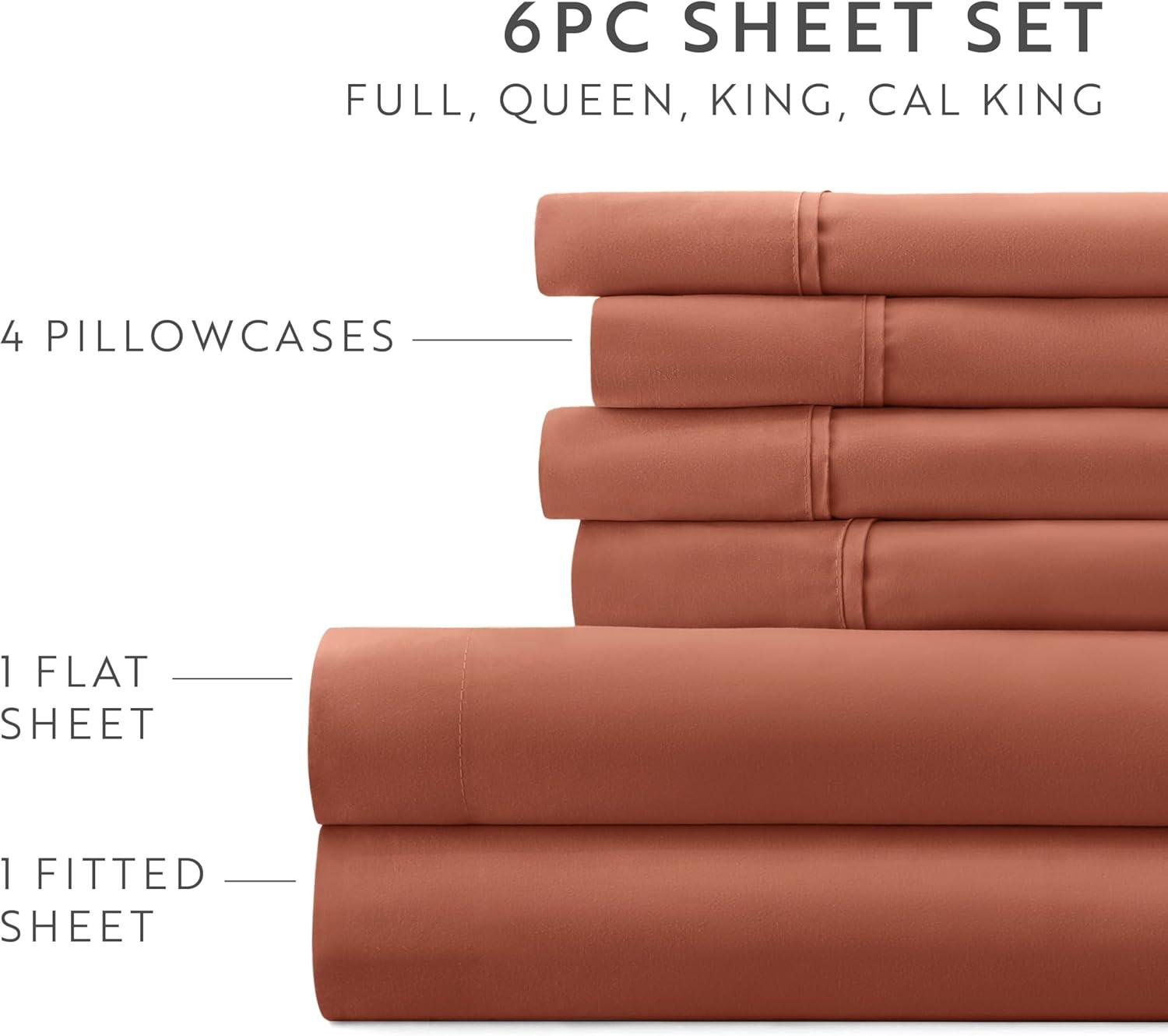 Simply Soft Brushed Microfiber Solid 6 Piece Sheet Set