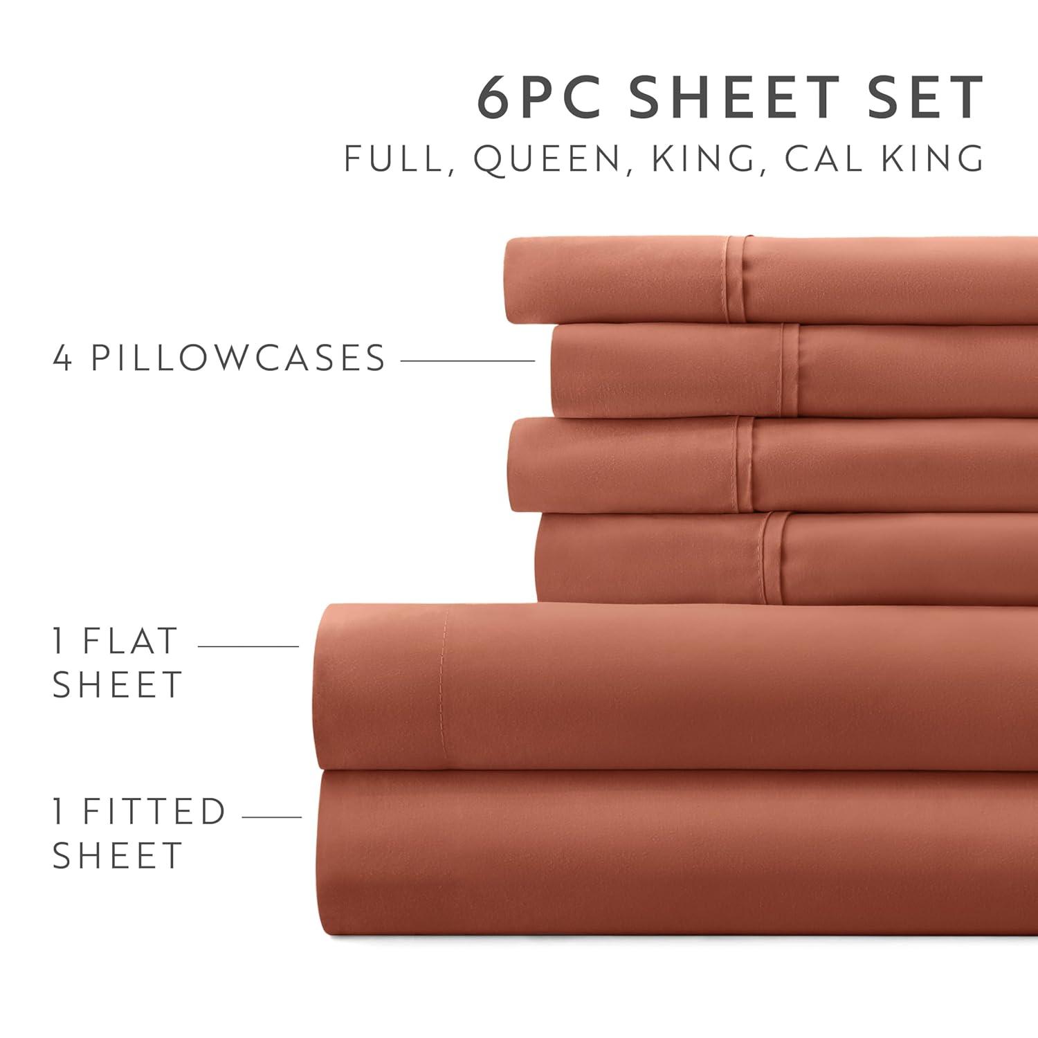 Simply Soft Brushed Microfiber Solid 6 Piece Sheet Set