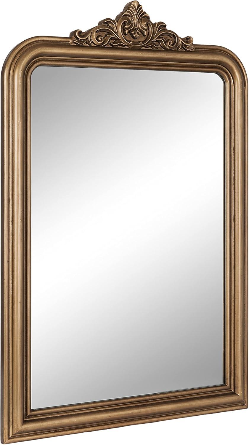 Kate & Laurel All Things Decor 24"x36" Kinsman Arch Wall Mirror Gold: Traditional Style, No Assembly Required