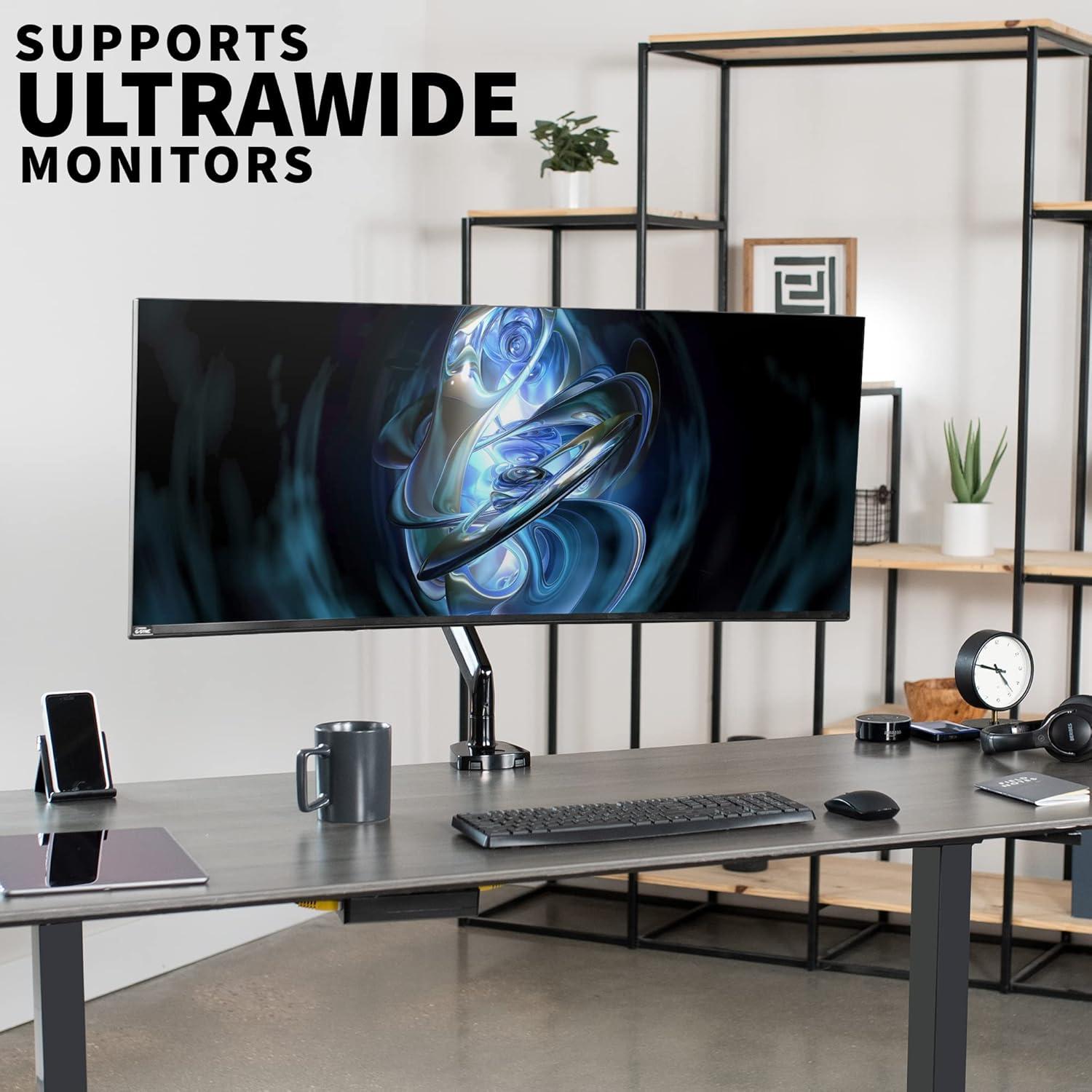 VIVO Single Ultrawide 35" Monitor Desk Mount with Pneumatic Spring Arm