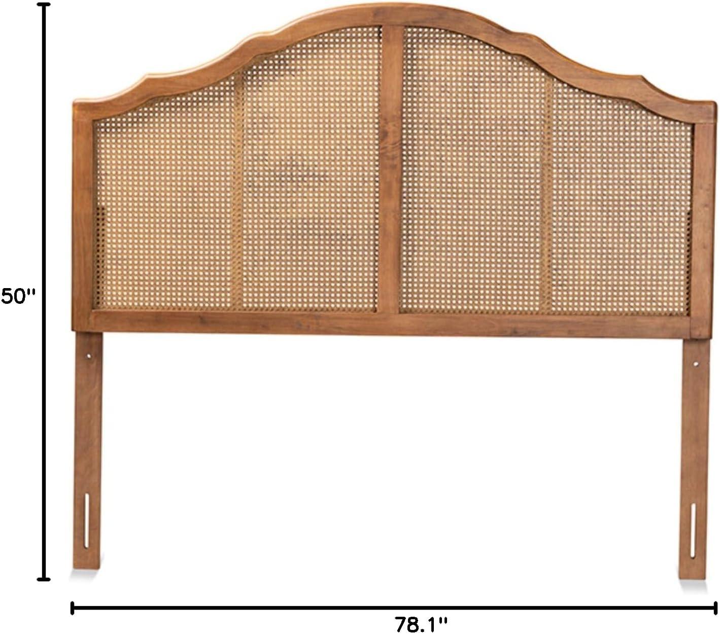 Iris Vintage Wood and Synthetic Rattan Arched Headboard Walnut - Baxton Studio