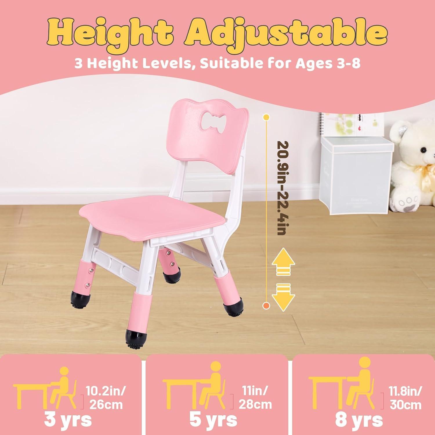 Shininglove Set of 2 Kids Chairs with Adjustable Height & Non-Slip Legs, for 2-6 Years Old Boys Girls