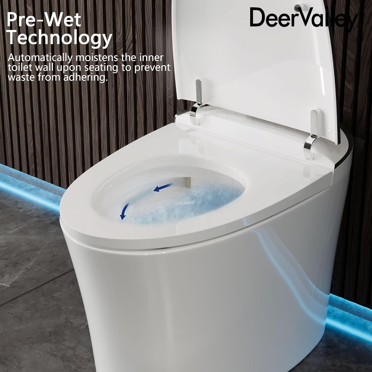 Smart Bidet Elongated Toilet, Auto Open & Close, Heated Seat, Wireless Remote Control, Premium