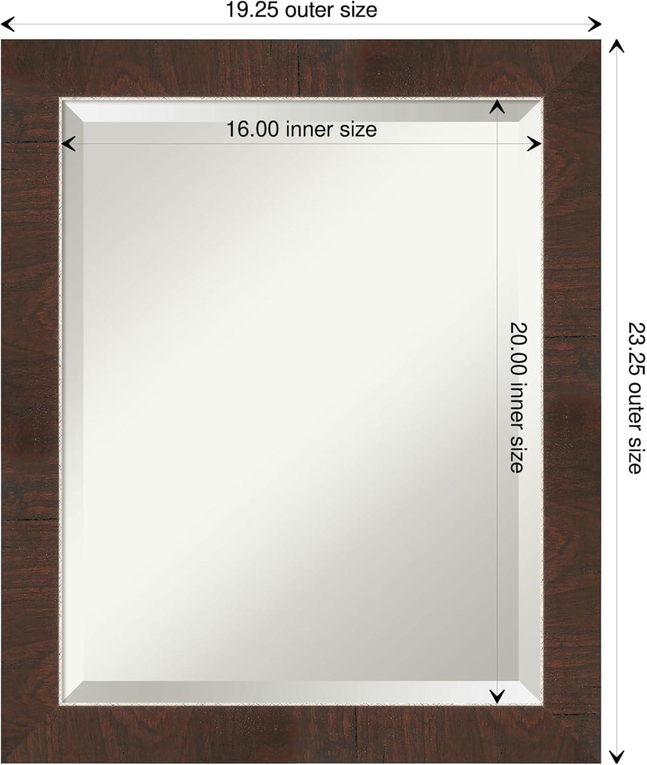 Amanti Art Beveled Bathroom Wall Mirror - Wildwood Brown Frame Wildwood Brown Narrow Outer Size: 19 x 23 in