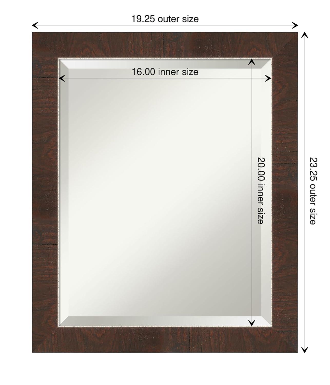 Amanti Art Beveled Bathroom Wall Mirror - Wildwood Brown Frame Wildwood Brown Narrow Outer Size: 19 x 23 in