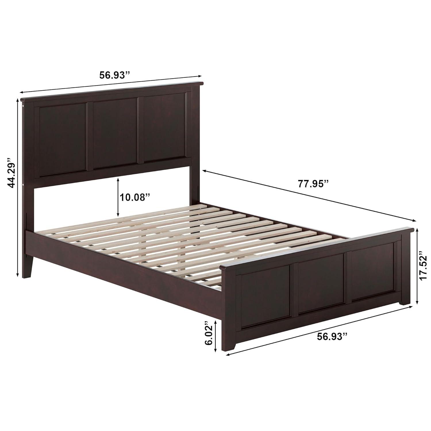 AFI Charlotte Cama con Plataforma de Perfil Bajo de Madera Maciza con Pie de Cama a Juego, Espresso