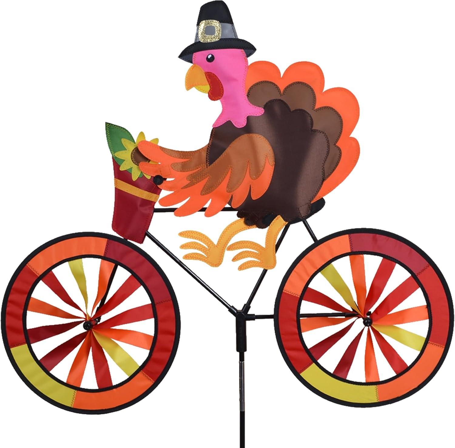 Fall Turkey Bicycle Spinner with Colorful Wheels