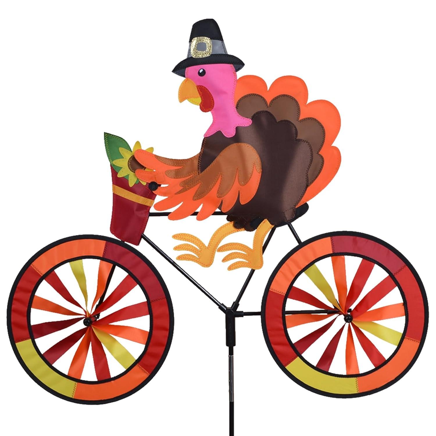 Fall Turkey Bicycle Spinner with Colorful Wheels