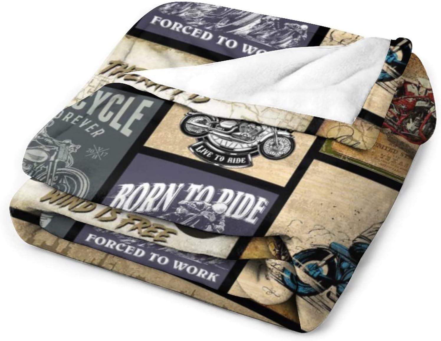 Motorcycle Blanket Gifts for Men and Women Throw Blanket for Couch Sofa Bed Plush Throw Fleece Blanket Soft Cozy Bedding for Kids and Adults Bedroom Size 60"x50"