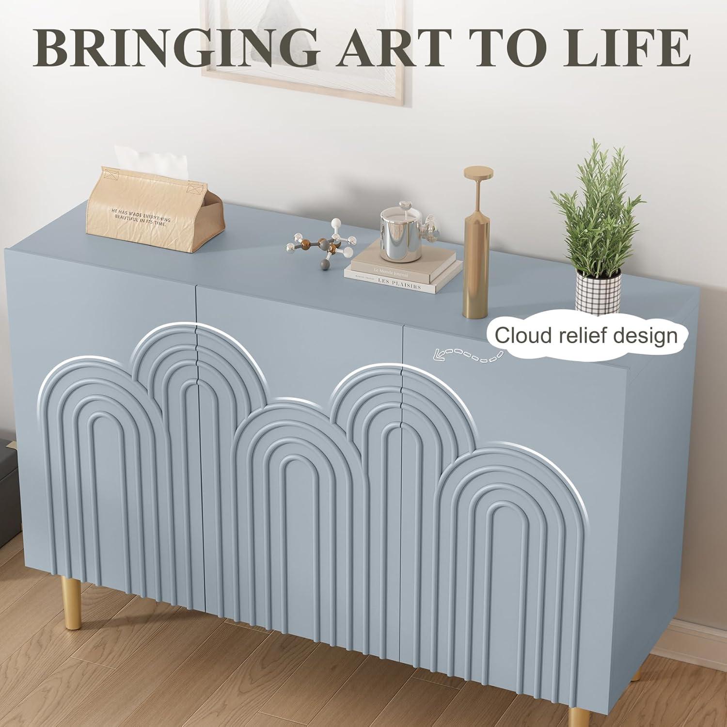 Mercer41 Sirgio 47.2'' Sideboard Buffet Cabinet with 3 Doors for Kitchen, Hallway, Living Room