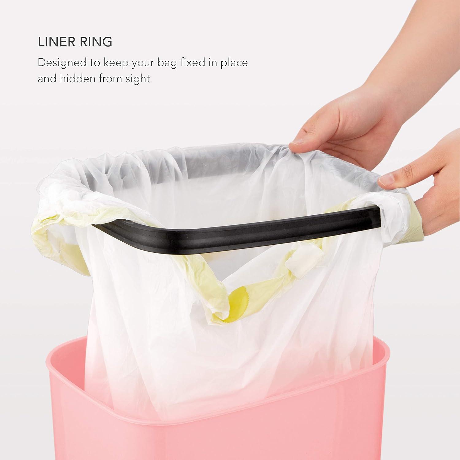 Nine Stars 3.2 Gallon Trash Can, Plastic Touchless Bathroom Trash Can, Pink