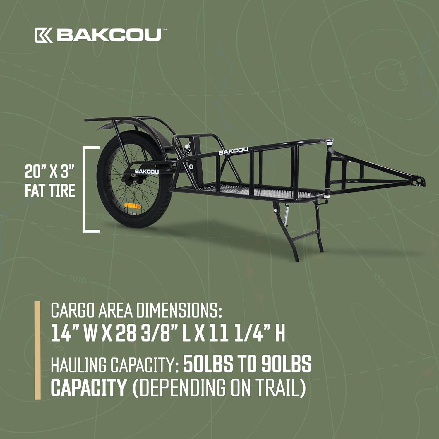 Black Steel Single Wheel Hunting Cargo eBike Trailer