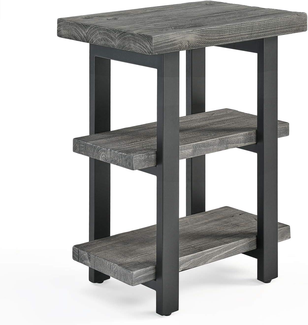 Pomona Metal and Reclaimed Wood 2 Shelf End Table Slate Gray - Alaterre Furniture