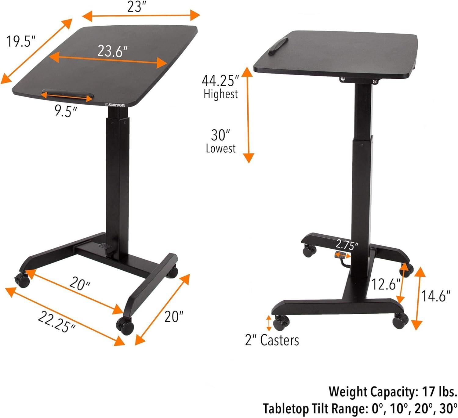 Cruizer 360 Tilting Mobile Podium with Pneumatic Height Adjustments – Black – Stand Steady