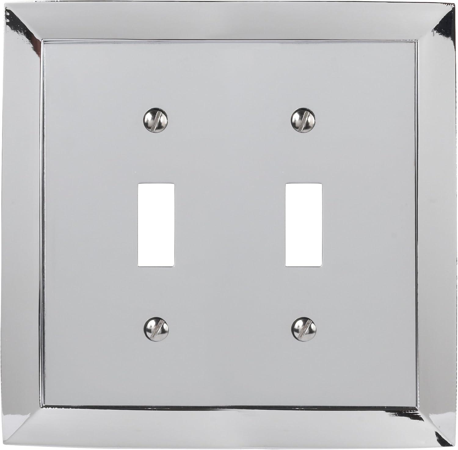 Polished Chrome 2-Gang Double Toggle Metal Wall Plate