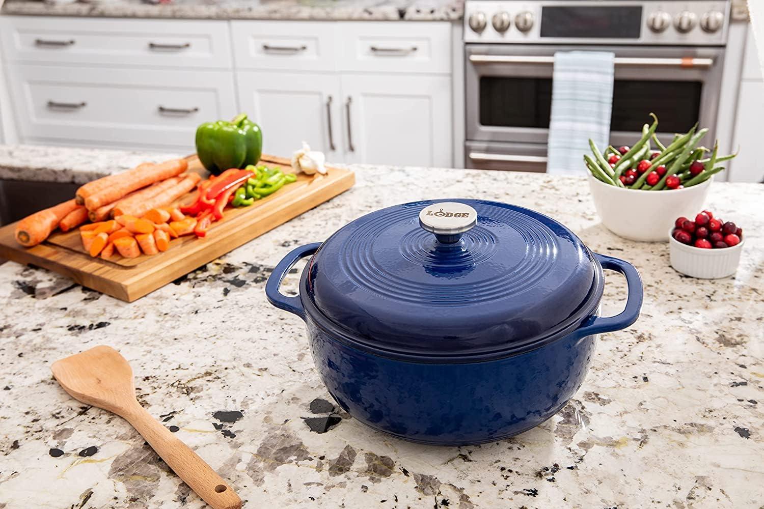 Lodge Cast Iron 3 Quart Enameled Dutch Oven Blue