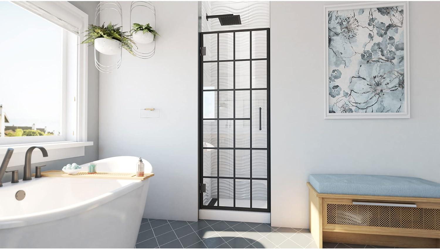 DreamLine Unidoor Toulon 28 in. W x 72 in. H Frameless Hinged Shower Door in Satin Black