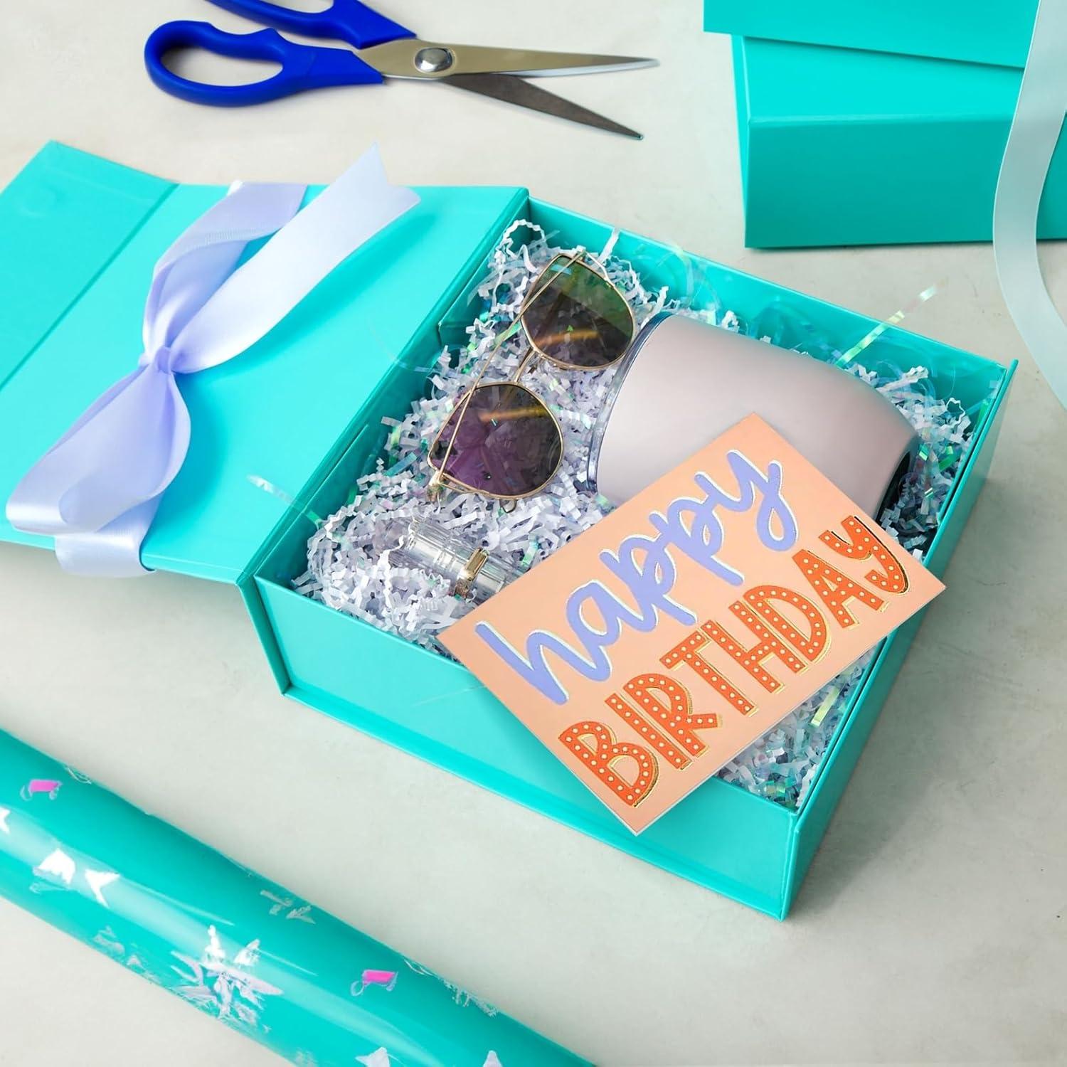 Stockroom Plus 6 Pack Proposal Boxes with Lid for Groomsmen, Bridesmaid, 9.5 x 9.5 x 3.5 Inch Glossy Teal Magnetic Gift Box