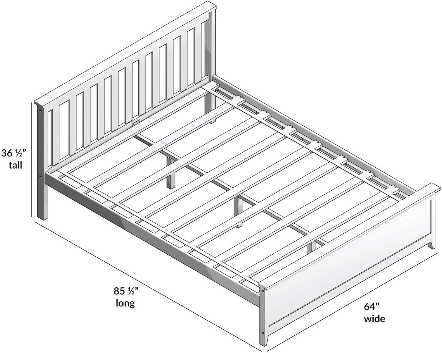 Plank+Beam Queen Bed Frame with Slatted Headboard Solid Wood Platform Bed, No box Spring Needed, Clay