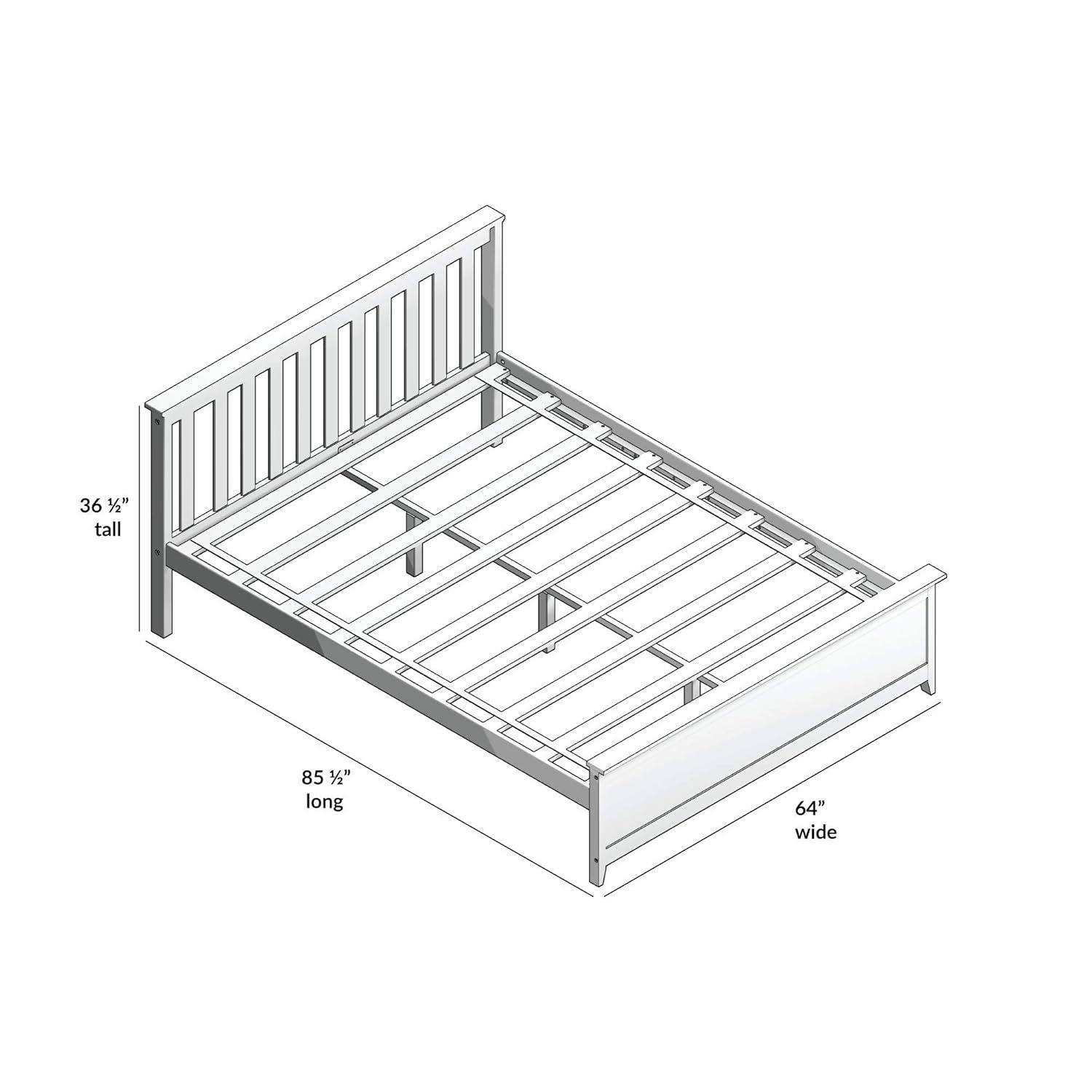 Plank+Beam Queen Bed Frame with Slatted Headboard Solid Wood Platform Bed, No box Spring Needed, Clay