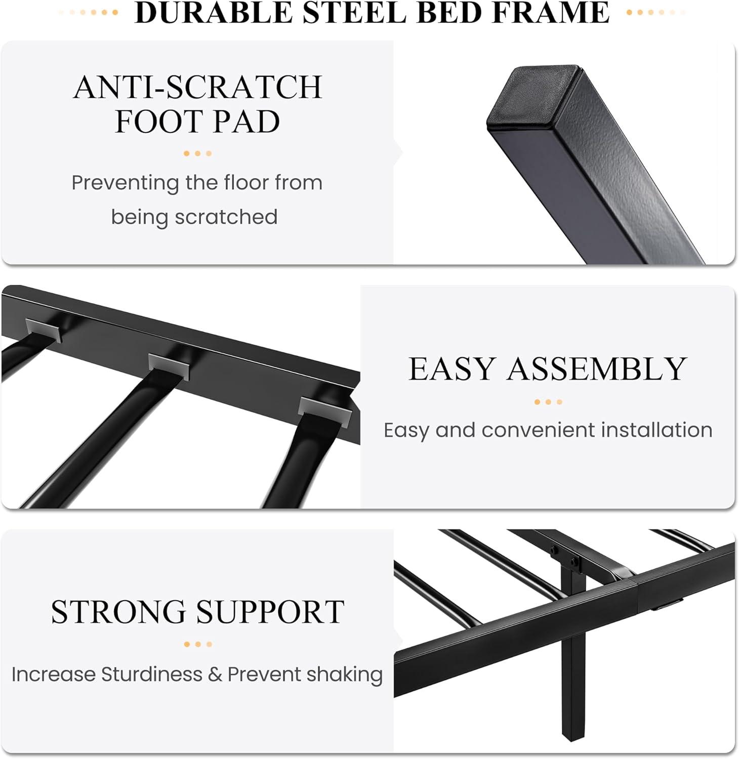 SHA CERLIN Twin Size Bed Frame for Kids,Metal Bed Frame with Butterfly Pattern Design Headboard & Footboard,No Box Spring Needed,Easy Assembly,White