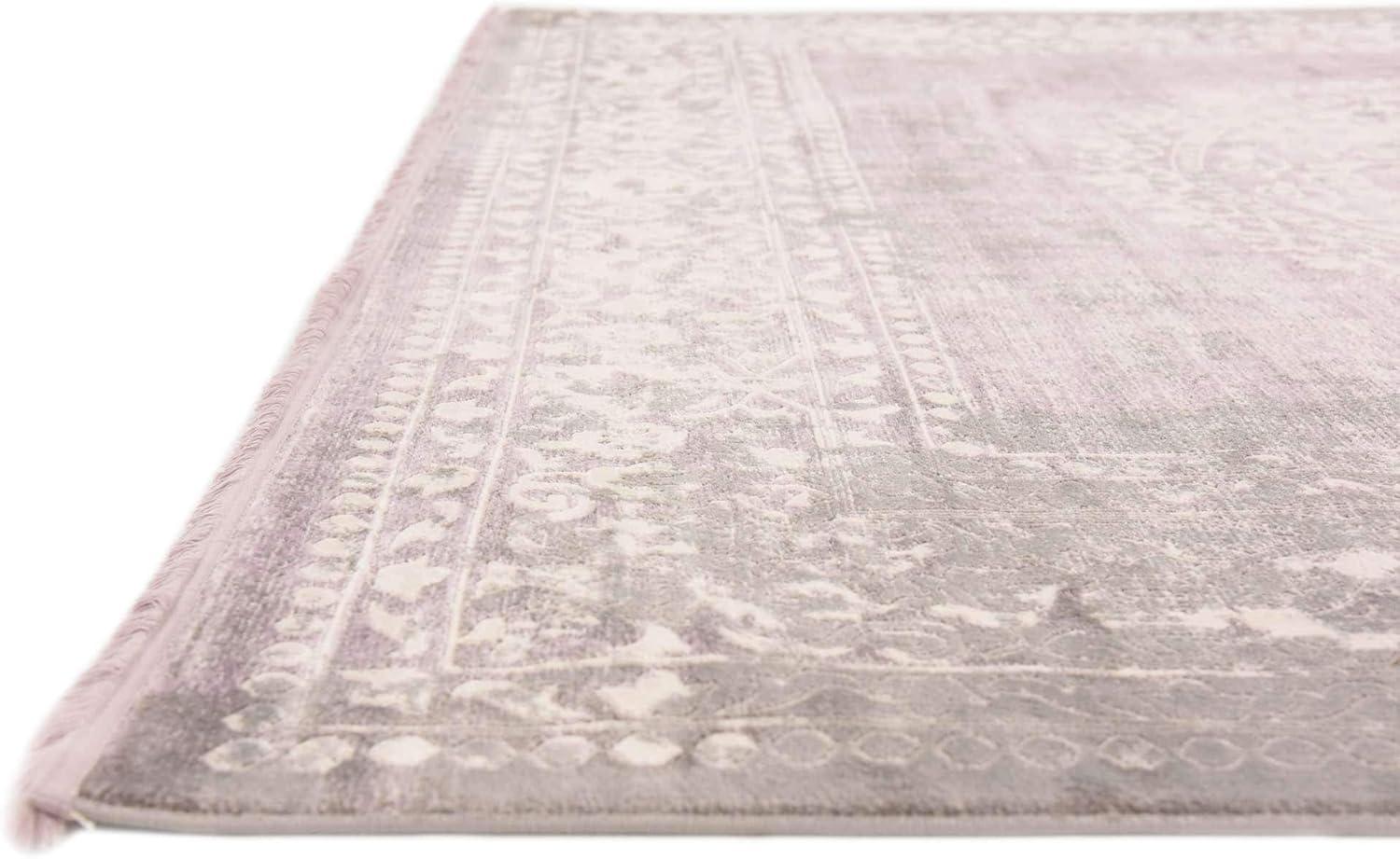 Olwen Purple and Gray Square Synthetic Area Rug