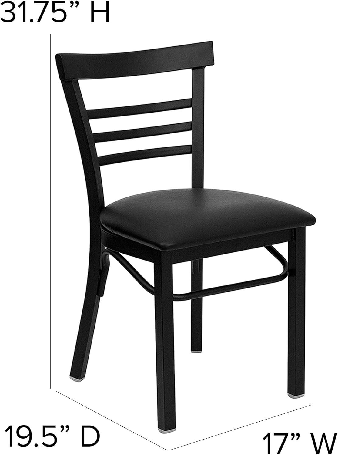 Flash Furniture Black Three-Slat Ladder Back Metal Restaurant Chair