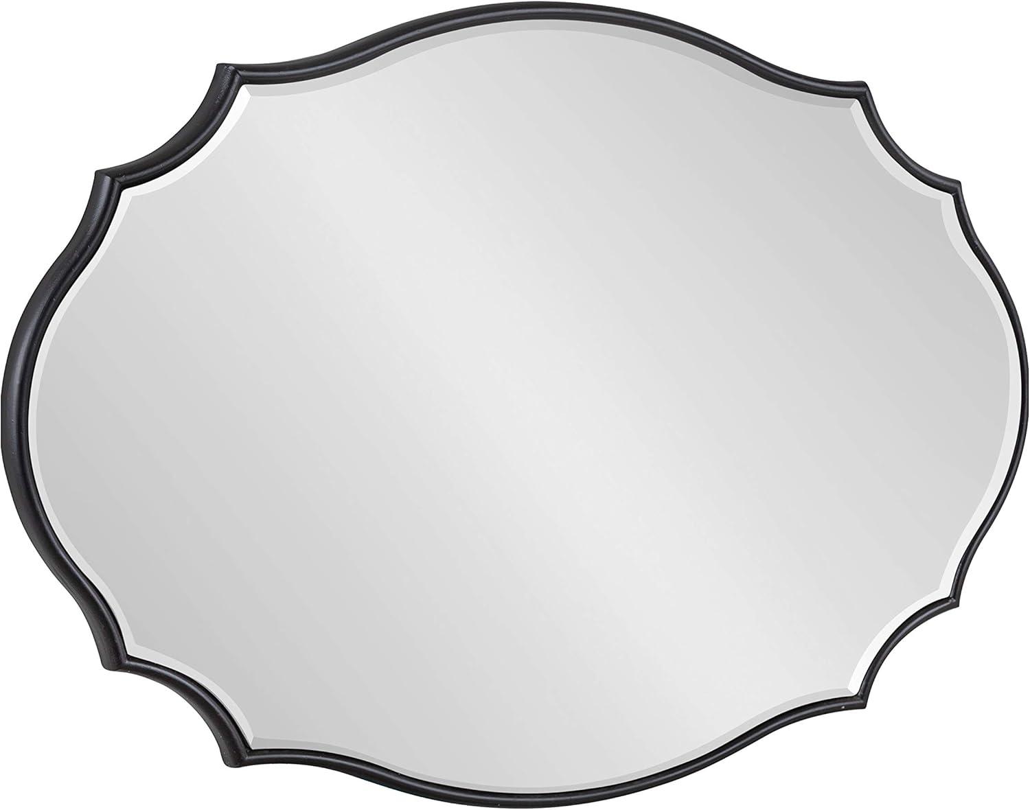 Kate and Laurel Leanna Modern Scalloped Wall Mirror, 20 x 42, Black, Glam Oval Mirror for Wall